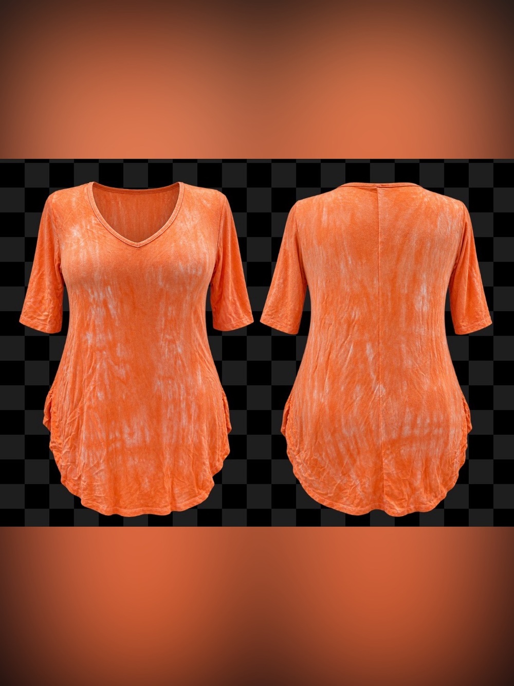 torrid - super soft knit- Orange Tie-Dye V-Neck tunic tee -2X